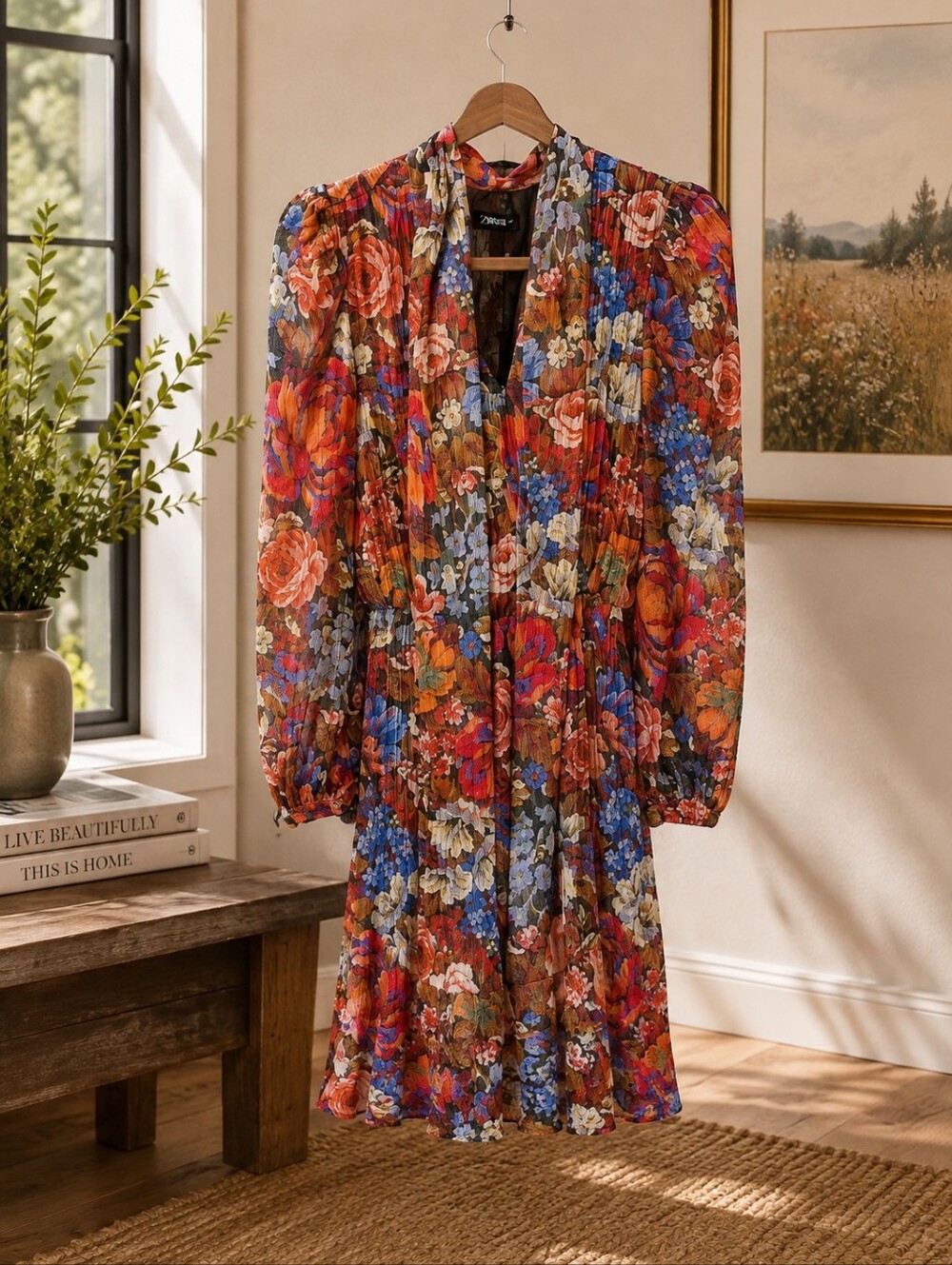 Zara Multicolor Floral Midi Dress